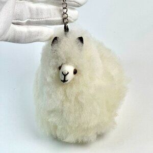 Fluffy Alpaca Llama Wool Key Ring